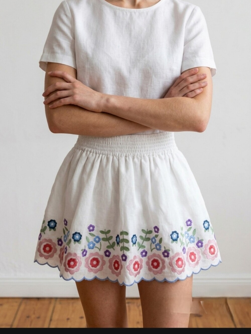 Stella McCartney Kids Teen Girls Embroidered Flowers Skirt